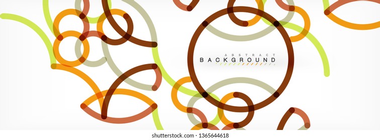 Curly wave lines abstract background design, transparent color lines on gray, vector illustration