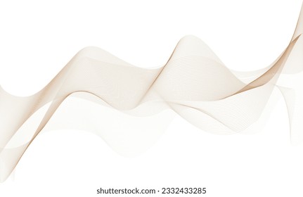 Curly waves abstract background beige shade multi waves line art vector pattern