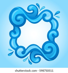 Curly waves decorative frame. Vector illustration.