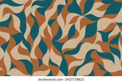 Curly waves tracery, colored curved lines, stylized abstract petals pattern. Vector seamless background. Texture wallpapers for printing on paper or fabric