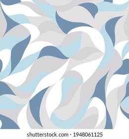 Curly waves tracery, colored leaf curved lines, stylized abstract petals pattern. Texture wallpapers for printing on paper or fabric. Vector seamless background.