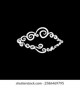 curly white lines form clouds without a background
