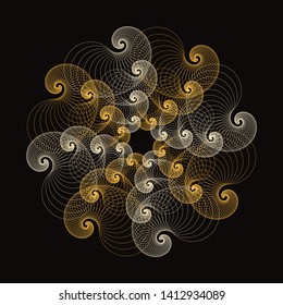 curly wired flower in gold and black shades