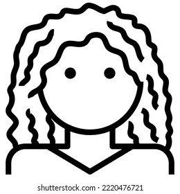 Curly Woman Hair Avatar Fluffy modern concept ui ux icon for website, app, presentaion, flyer, brochure etc.