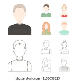 Curly-haired boy, blond, red-haired, teenager.Avatar set collection icons in cartoon,outline style vector symbol stock illustration web.