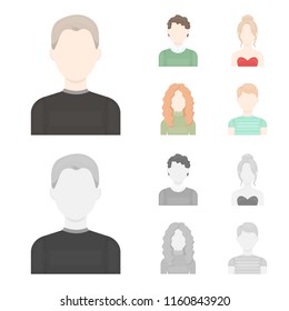 Curly-haired boy, blond, red-haired, teenager.Avatar set collection icons in cartoon,monochrome style vector symbol stock illustration web.