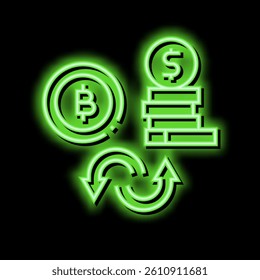 currancy money to bitcoin neon light sign vector. currancy money to bitcoin illustration