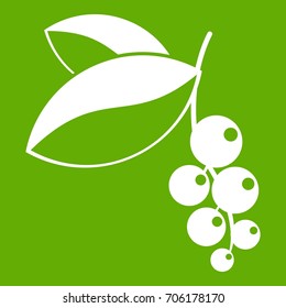 Currant berries icon white isolated on green background. Vector illustration