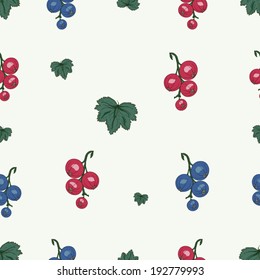 currant berries and leaves seamless pattern