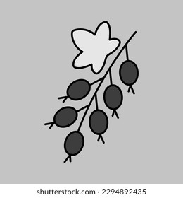 Currant berry vector grayscale icon. Graph symbol for food and drinks web site, apps design, mobile apps and print media, logo, UI