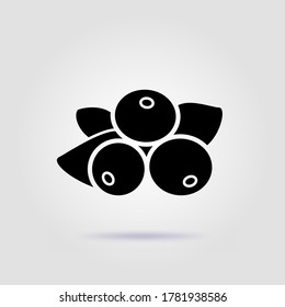 Currant black icon isolated on gray background with soft shadow