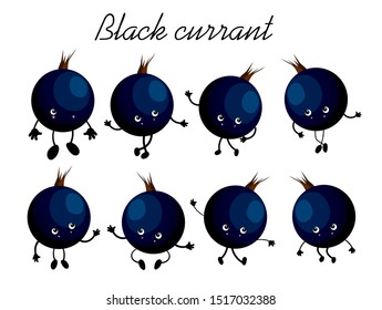 currant character. Summer berries with eyes and a smile