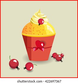Currant cupcake decorated with heart
