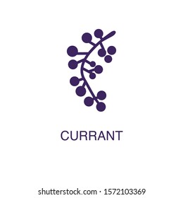 Currant element in flat simple style on white background. Currant icon, with text name concept template