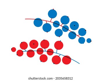 Icono de la imagen actual de estilo plano. Ilustración vectorial de Berries. Resumen de los frutos de los iconos. Berry aislada sobre fondo blanco. Ilustración del vector EPS10. Frutas de impresión azul rojo.