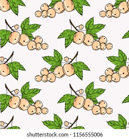 Currant seamless pattern. Bright cartoon illustration for children's greeting card design, menu, fabric and wallpaper.