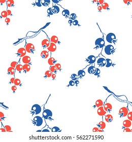 Currant. Vector floral seamless pattern. Hand drawn illustration with berries