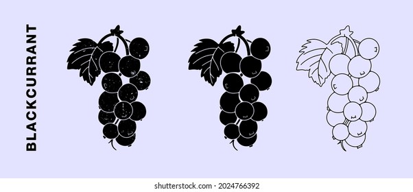 Currants on a branch with leaves. Vector	