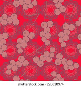Currants. Seamless. Red background.
