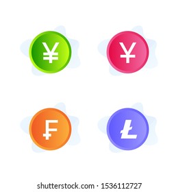 Currencies and bitcoin with gradient style. Ready to use and suitable for any user interface and user experience