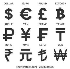 Currencies Icon Most Popular Foreign Currency Stock Vector (Royalty ...