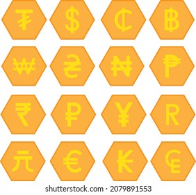 Currencies icon set vector. Money currencies symbols
