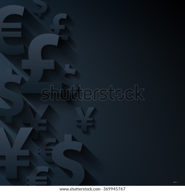 Currencies symbols\
paper black abstract background. Yen dollar euro pound business\
finance vector illustration.\
