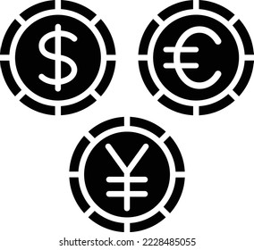Währungen Vektorsymbol. Kann für Druck-, Mobil- und Web-Anwendungen verwendet werden.