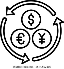 Currencies vector icon. Can be used for printing, mobile and web applications.