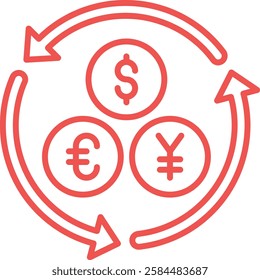 Currencies vector icon. Can be used for printing, mobile and web applications.