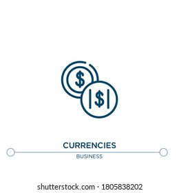 icono de línea vectorial de divisas. Ilustración de elemento simple. icono de esquema de divisas del concepto de negocio. Se puede usar para web y móvil
