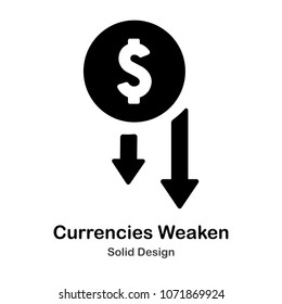Currencies Weaken Solid icon