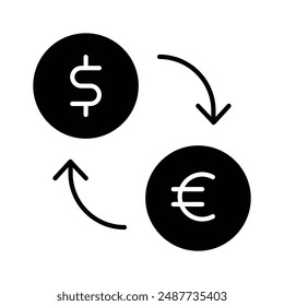 Currency with arrow denoting money exchange vector, currency convertor icon