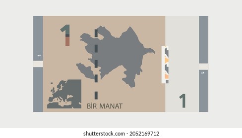 The currency of Azerbaijan is 1 manats vector illustration
