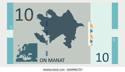 The currency of Azerbaijan is 10 manats vector illustration
