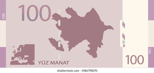 The currency of Azerbaijan is 100 manats vector illustration
