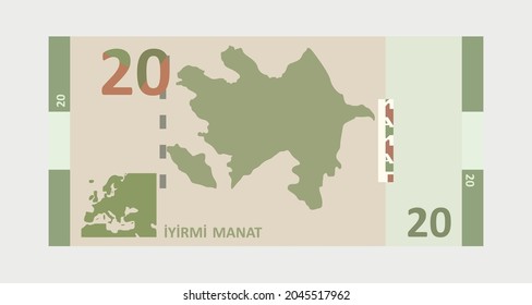 The currency of Azerbaijan is 20 twenty manats vector illustration
