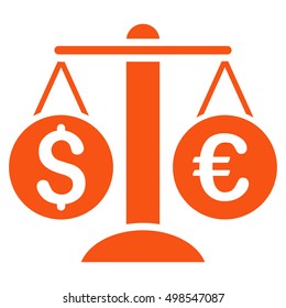 Currency Balance icon. Vector style is flat iconic symbol, orange color, white background.