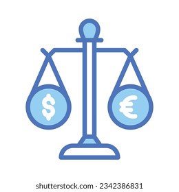 Currency with balancing scale, Trendy icon of money balance