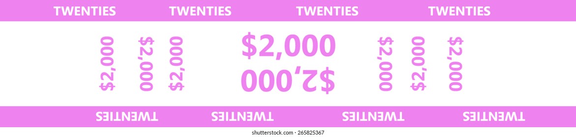 Currency band make it easy to organize your bills of $20 (twenty dollar). Paper money wrapping strap for United States twenty-dollar bill ($20) with 2000 (two thousand) dollar capacity. Vector eps 10
