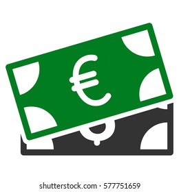 Currency Banknotes vector pictograph. Illustration style is a flat iconic bicolor green and gray symbol on white background.