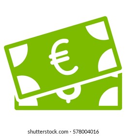 Currency Banknotes vector pictograph. Illustration style is a flat iconic eco green symbol on white background.