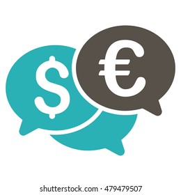 Currency Bids icon. Vector style is bicolor flat iconic symbol, grey and cyan colors, white background.