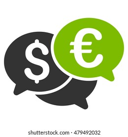 Currency Bids icon. Vector style is bicolor flat iconic symbol, eco green and gray colors, white background.