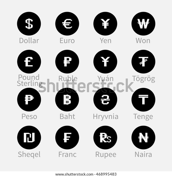 Currency Black Icons Money Symbols Vector Stock Vector (Royalty Free ...