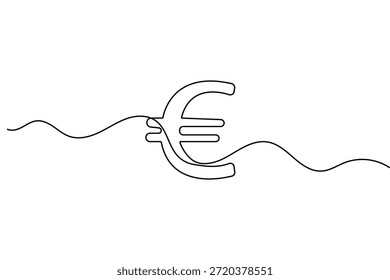 Currency business icon continuous one line drawing in minimalist style isolated outline vector
