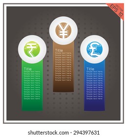 currency button  rupee yen pound vector on black background