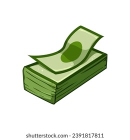 caricatura de pila de efectivo de moneda extranjera. finanzas de papel, inversión rica, símbolo de éxito, signo de pila de efectivo de moneda. ilustración vectorial de símbolo aislado