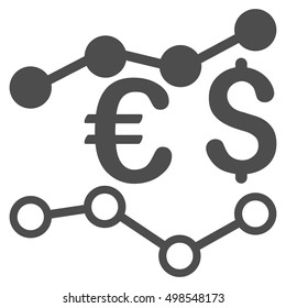 Currency Charts icon. Vector style is flat iconic symbol, gray color, white background.