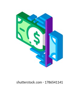 Currency Checking Tape Icon Vector. Isometric Currency Checking Tape sign. color isolated symbol illustration